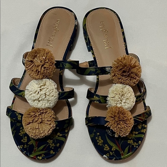 J. McLaughlin Shoes - J. McLaughlin Mandy Midnight Floral Pom Pom Sandals